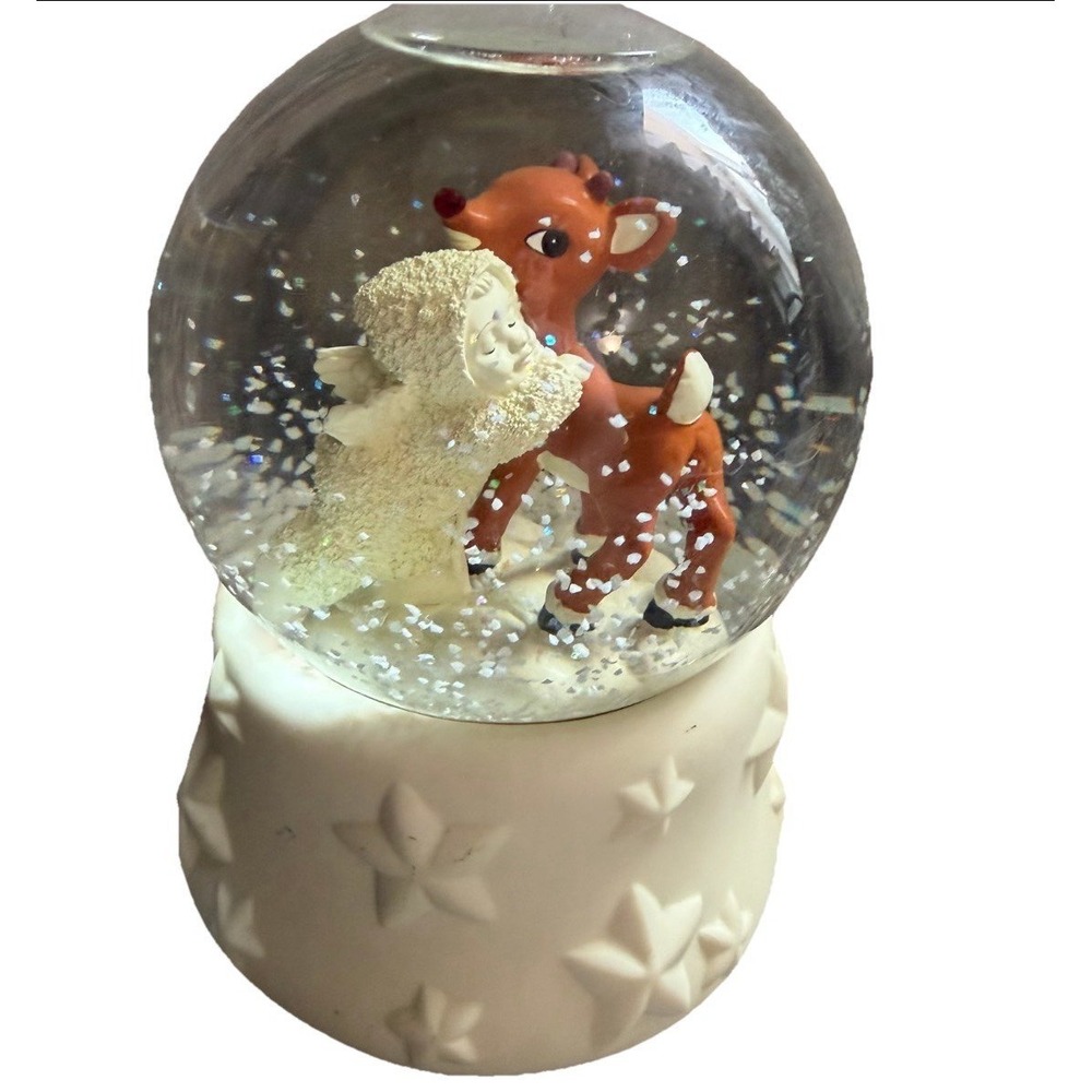 Department 56 Snowbabies "I Love You Rudolph"‎ Snow Globe Christmas Decor 2000